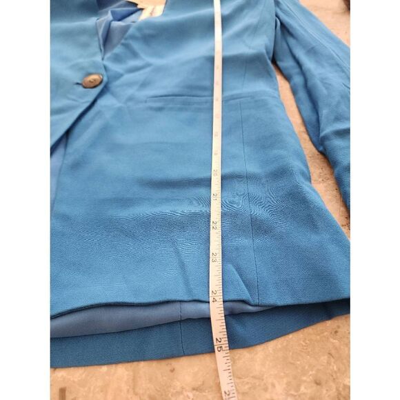 L'AGENCE Elleta collarless blazer Daphne blue size 2 NWT satin crepe - Picture 6 of 11